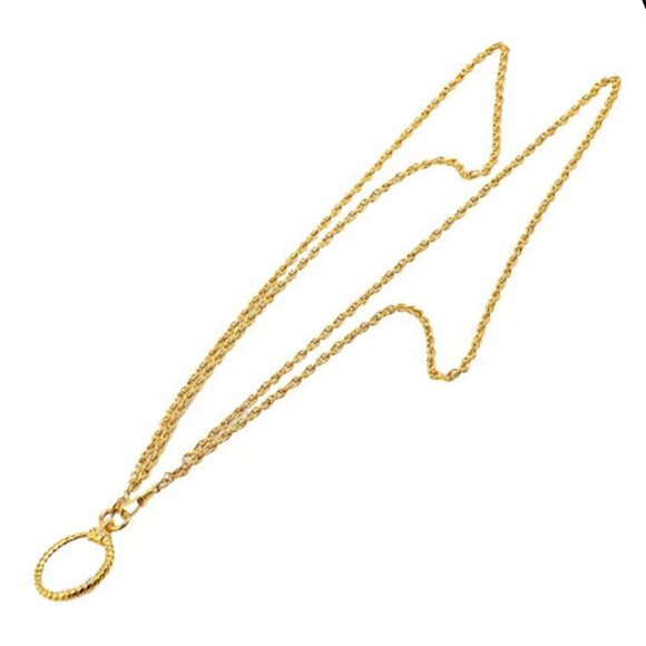 CHANEL CC Logo Twist Rope Loupe Double Chain Necklace 16" Gold Tone Auth - Picture 2 of 8